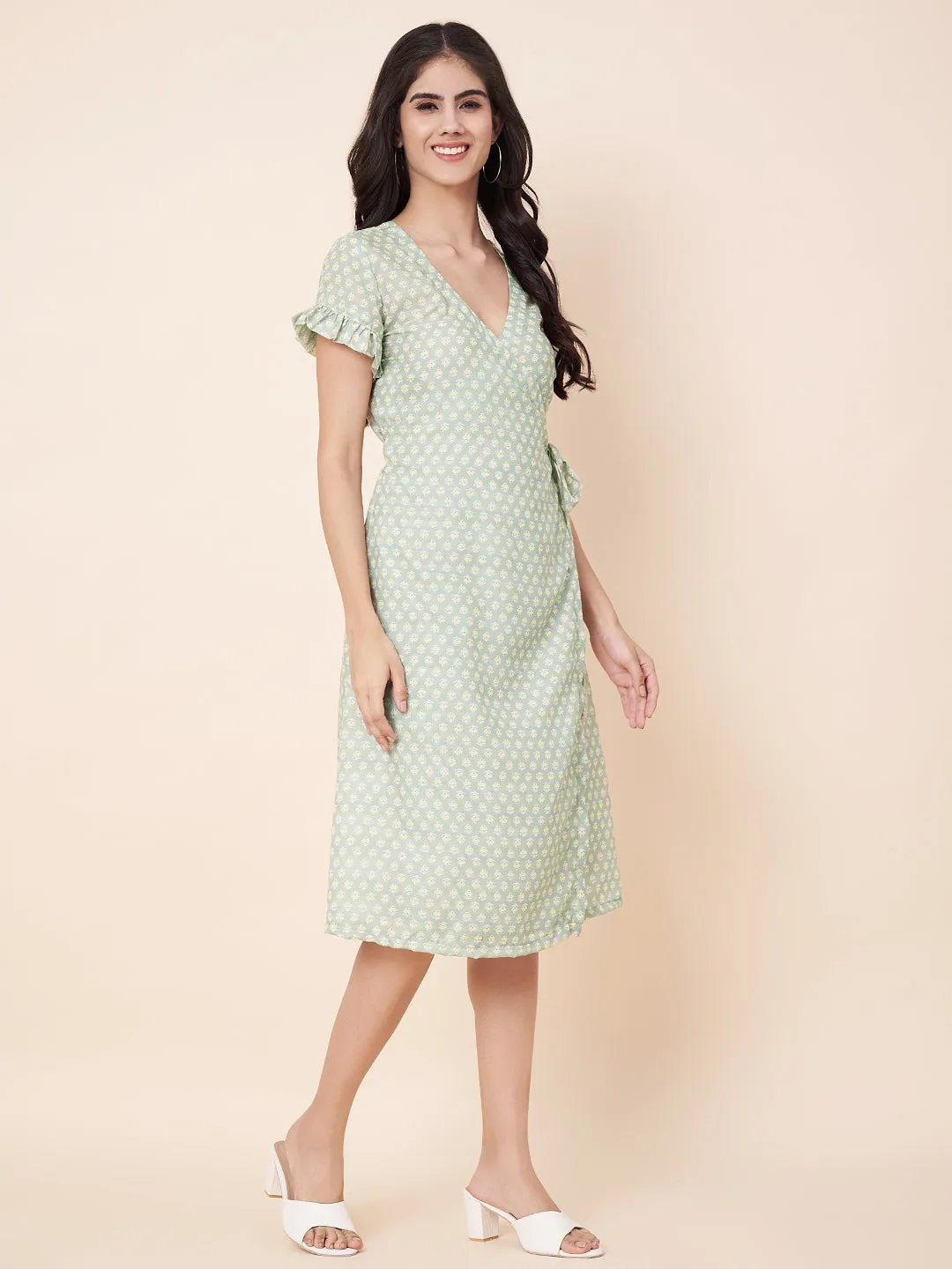 Serene Sage Wrap Dress