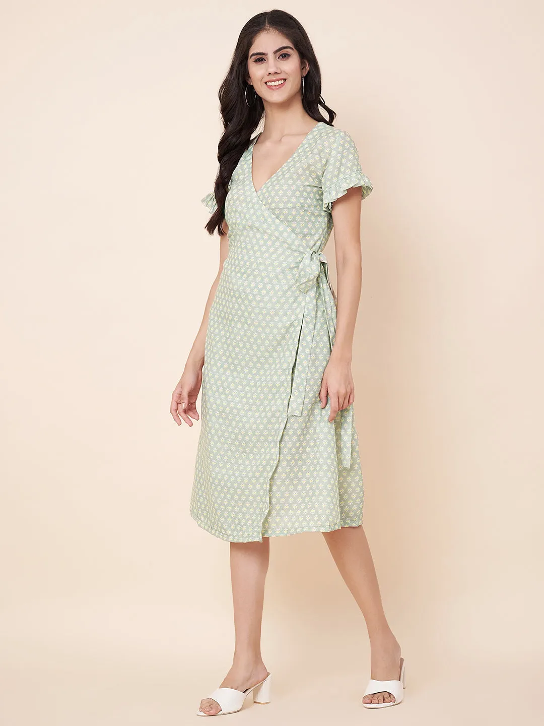 Serene Sage Wrap Dress