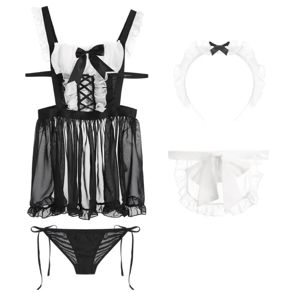 Sexy Lingerie for Women Sexy Underwear Maid Uniform Apron Teddy Cosplay Costume Naughty Roleplay French Outfits