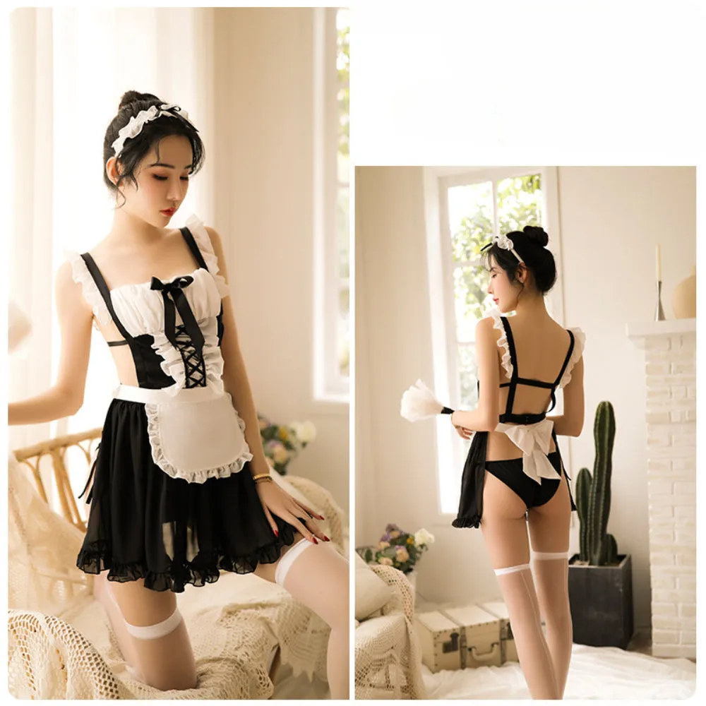 Sexy Lingerie for Women Sexy Underwear Maid Uniform Apron Teddy Cosplay Costume Naughty Roleplay French Outfits