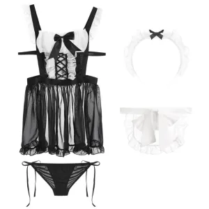 Sexy Lingerie for Women Sexy Underwear Maid Uniform Apron Teddy Cosplay Costume Naughty Roleplay French Outfits