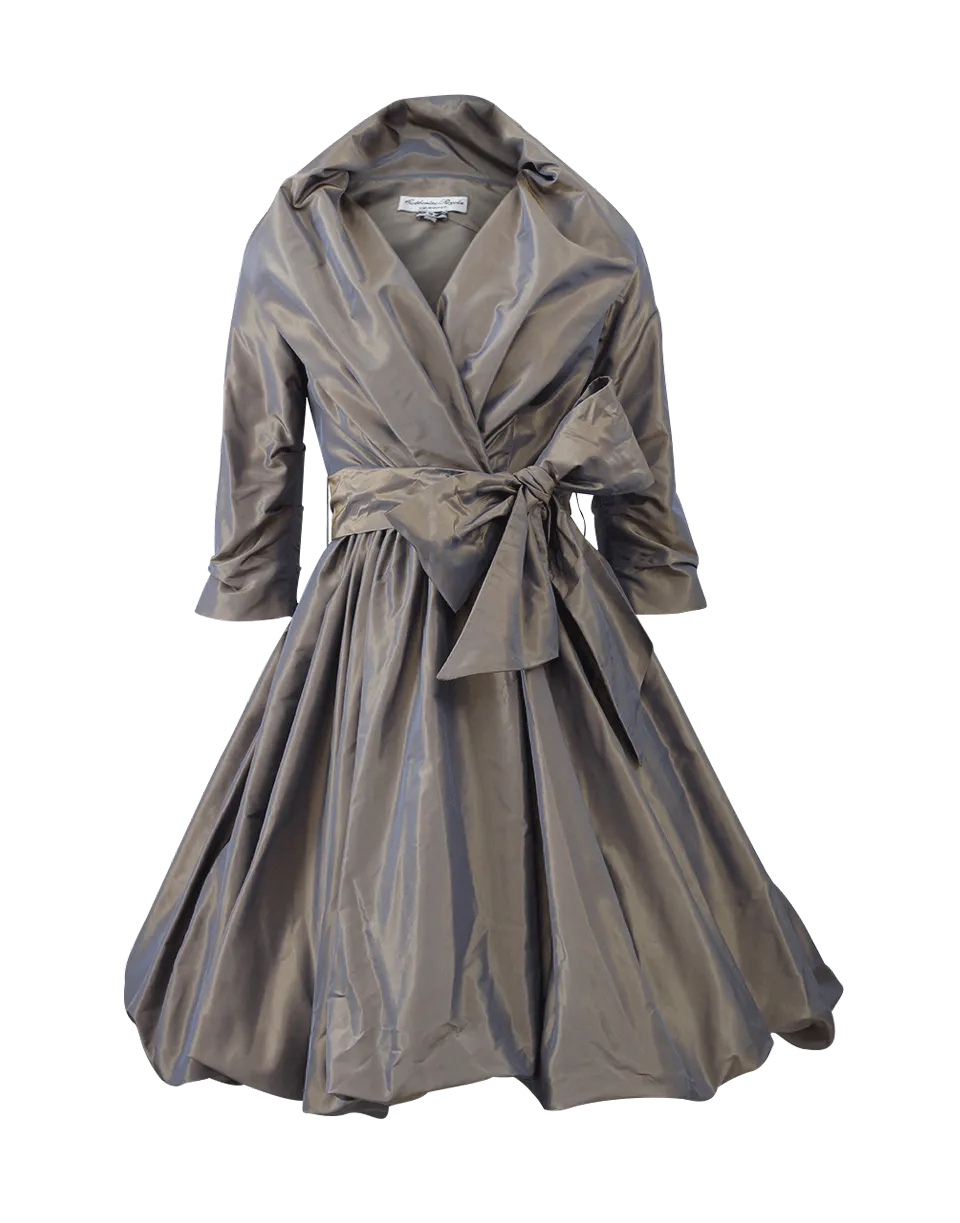 Shawl Collar Bubble Wrap Dress