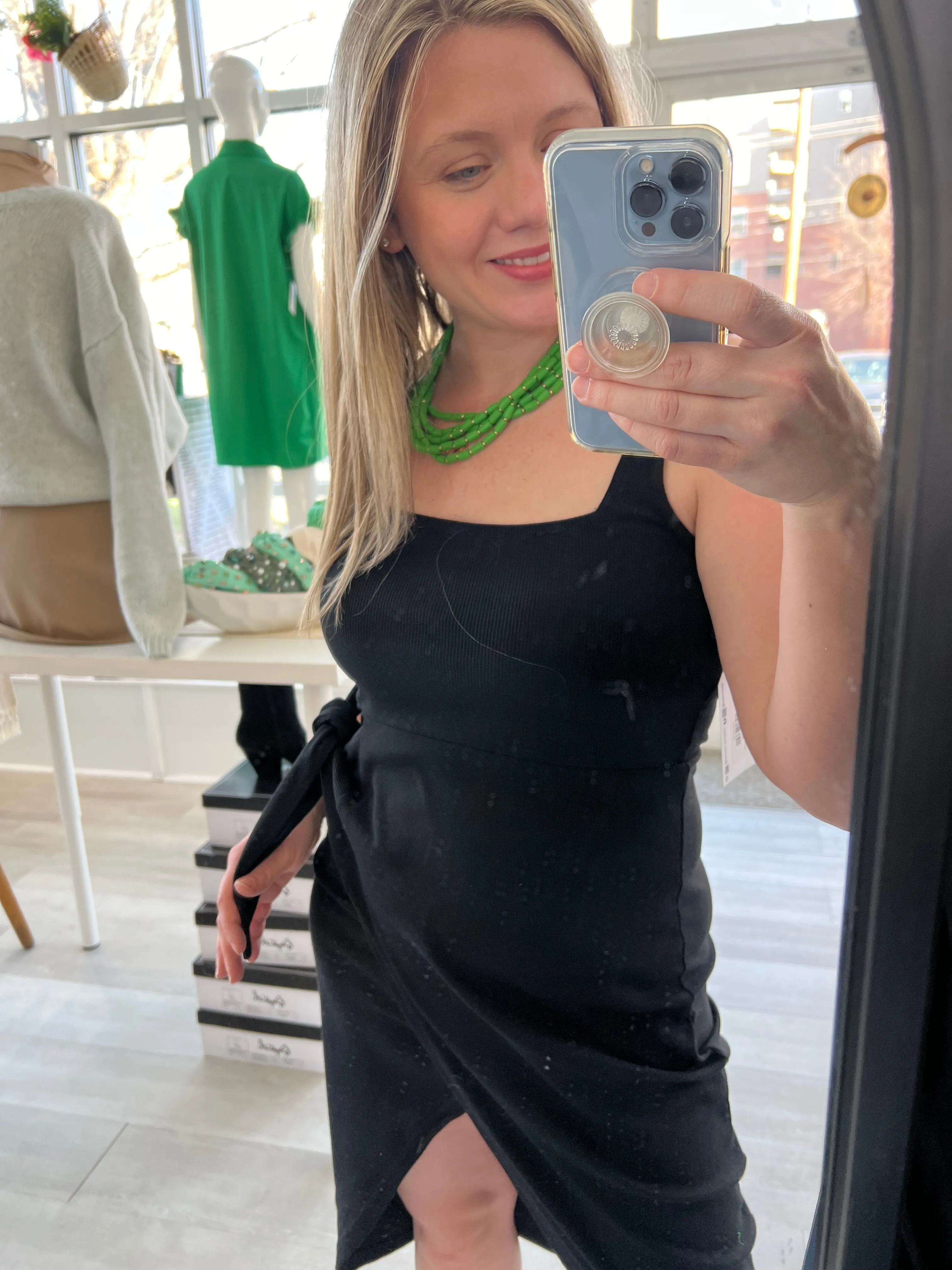 Shawna Black Side Tie Dress