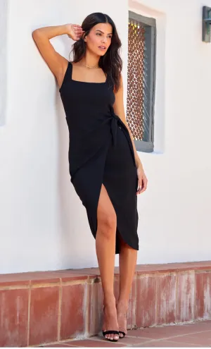 Shawna Black Side Tie Dress