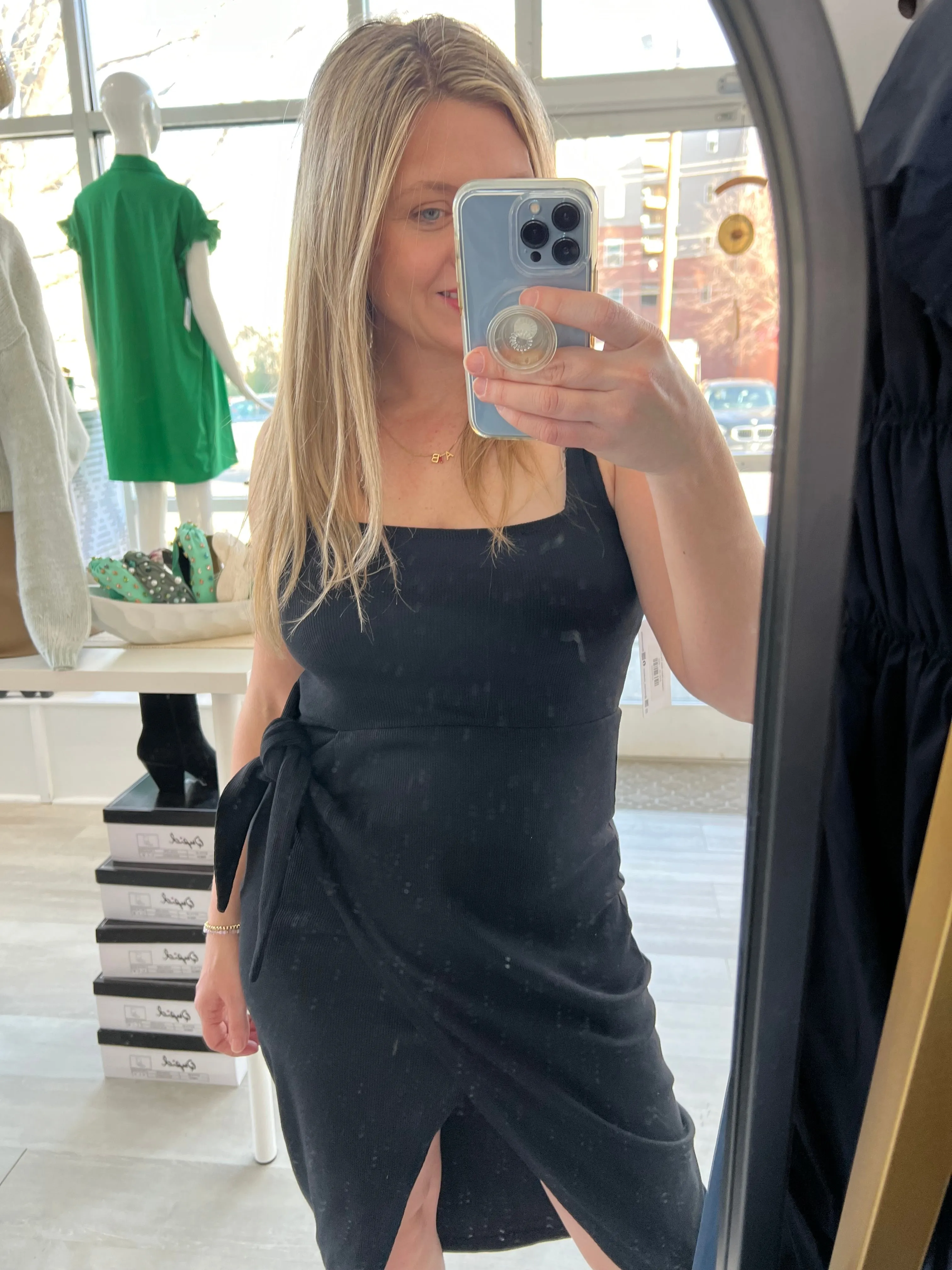 Shawna Black Side Tie Dress