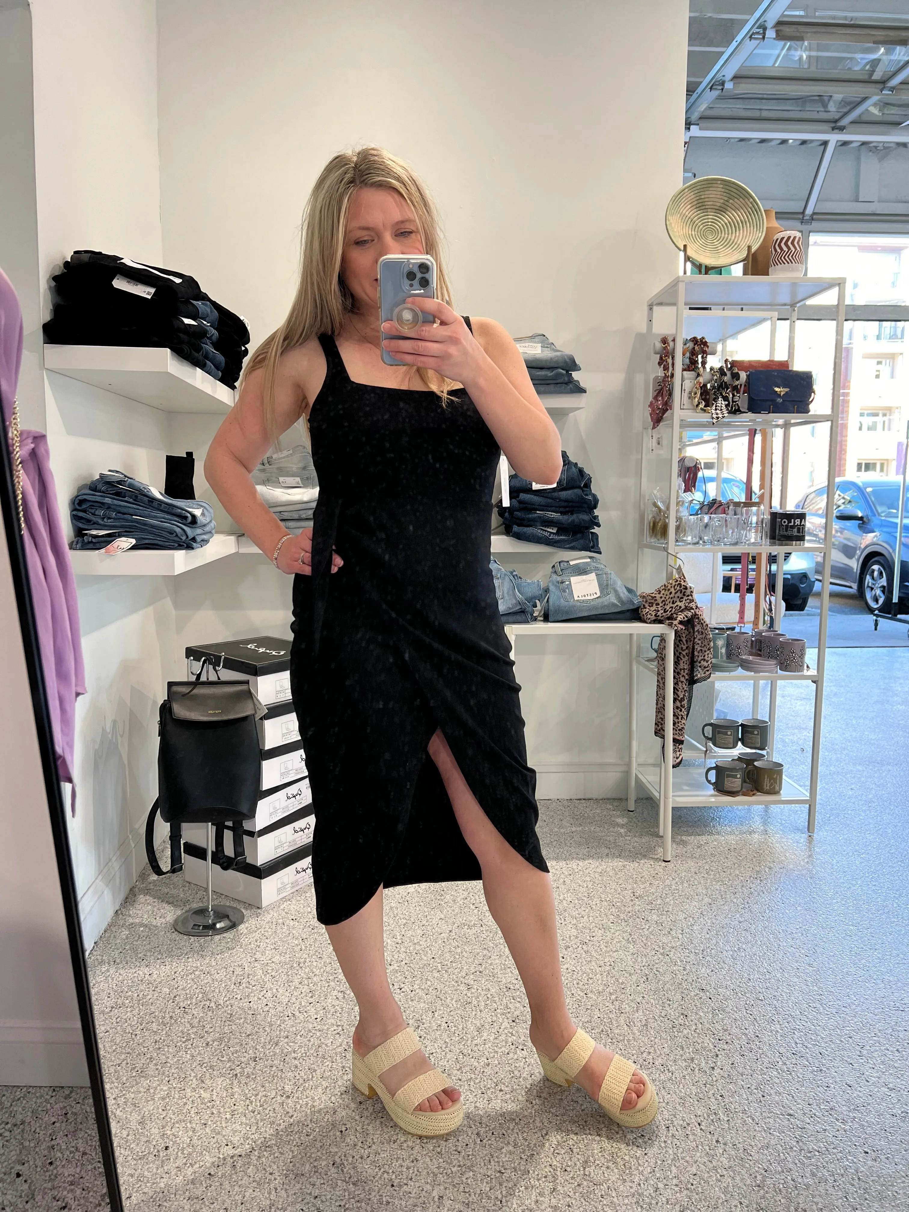 Shawna Black Side Tie Dress