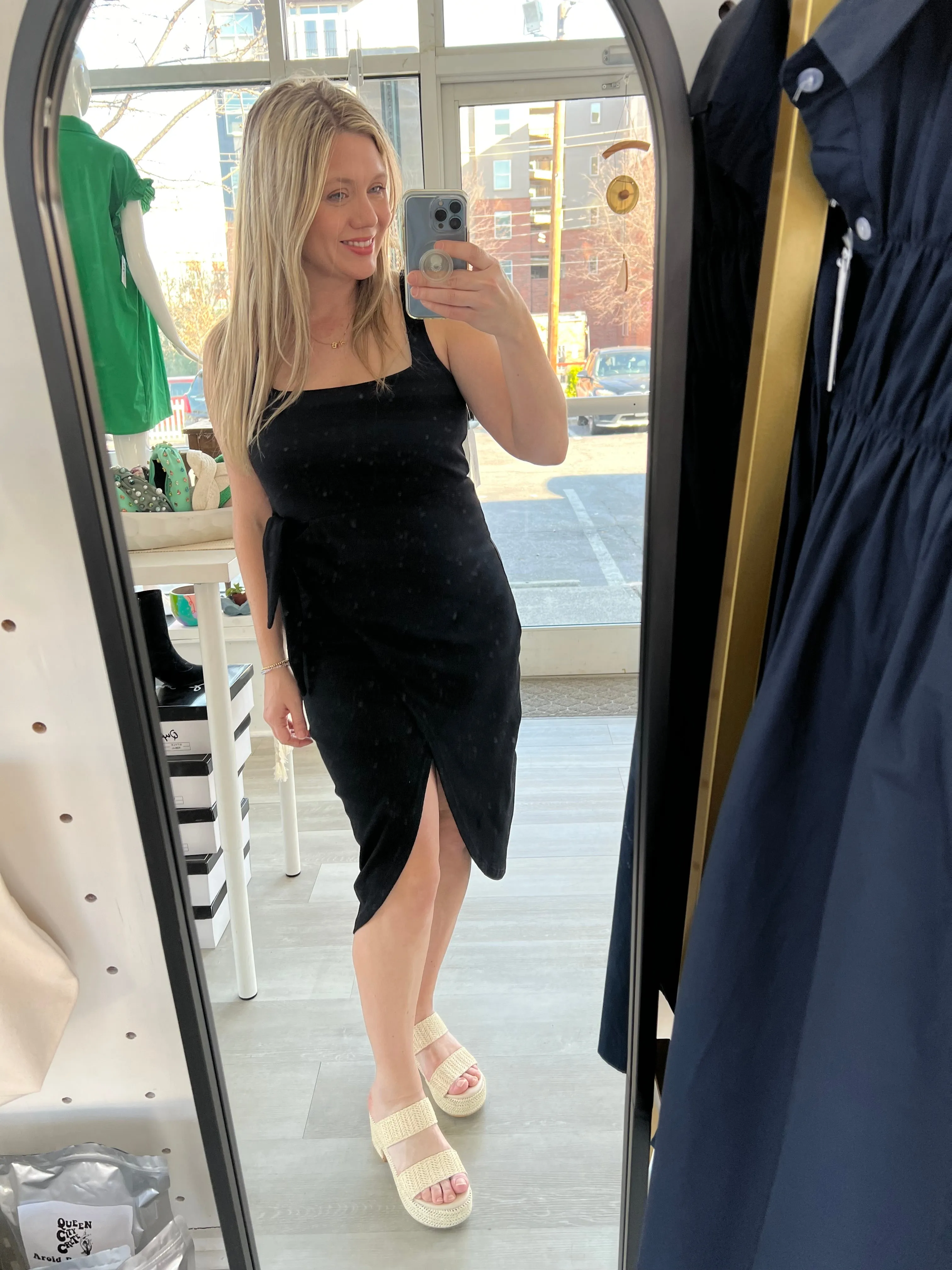 Shawna Black Side Tie Dress