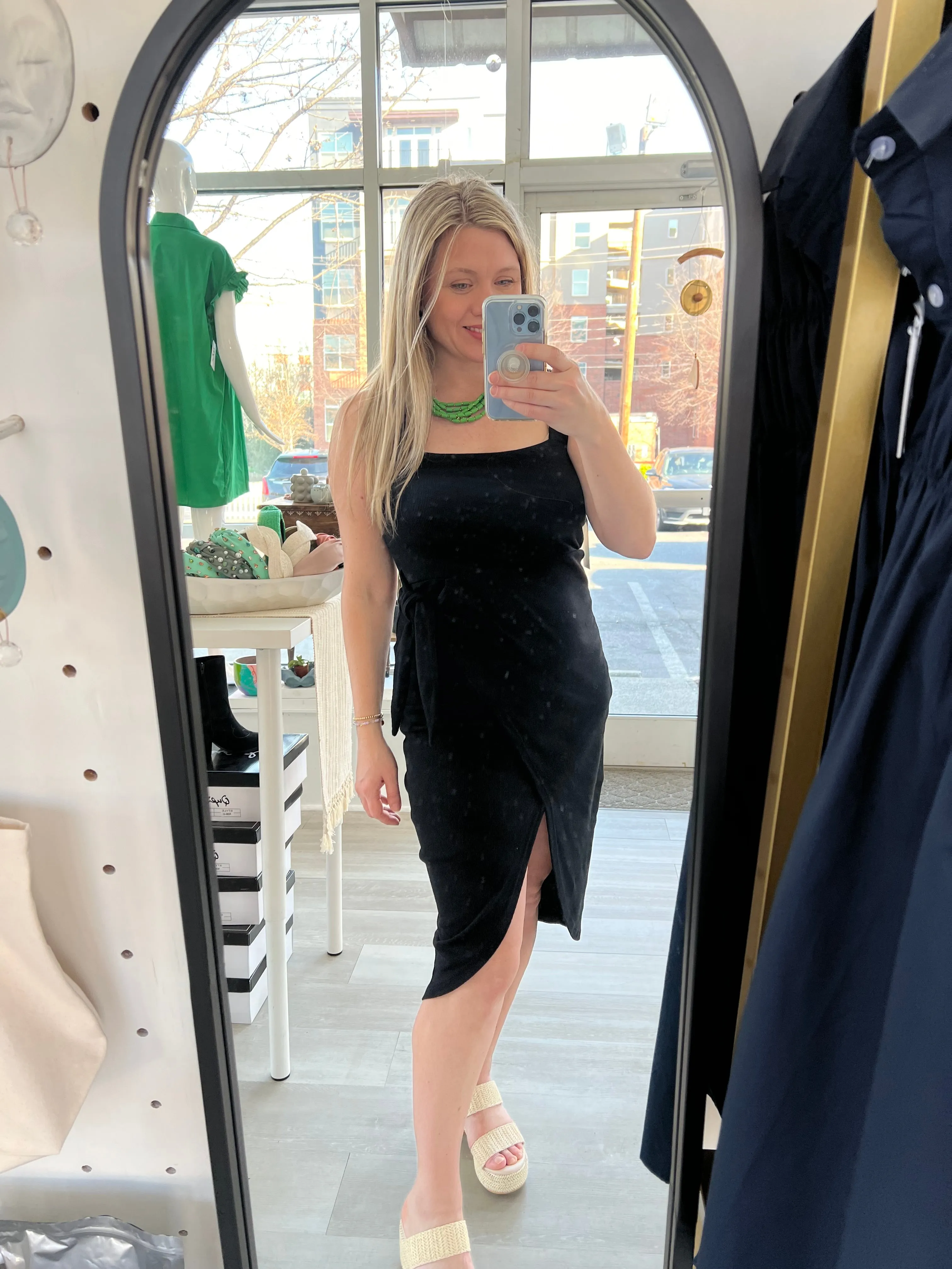 Shawna Black Side Tie Dress