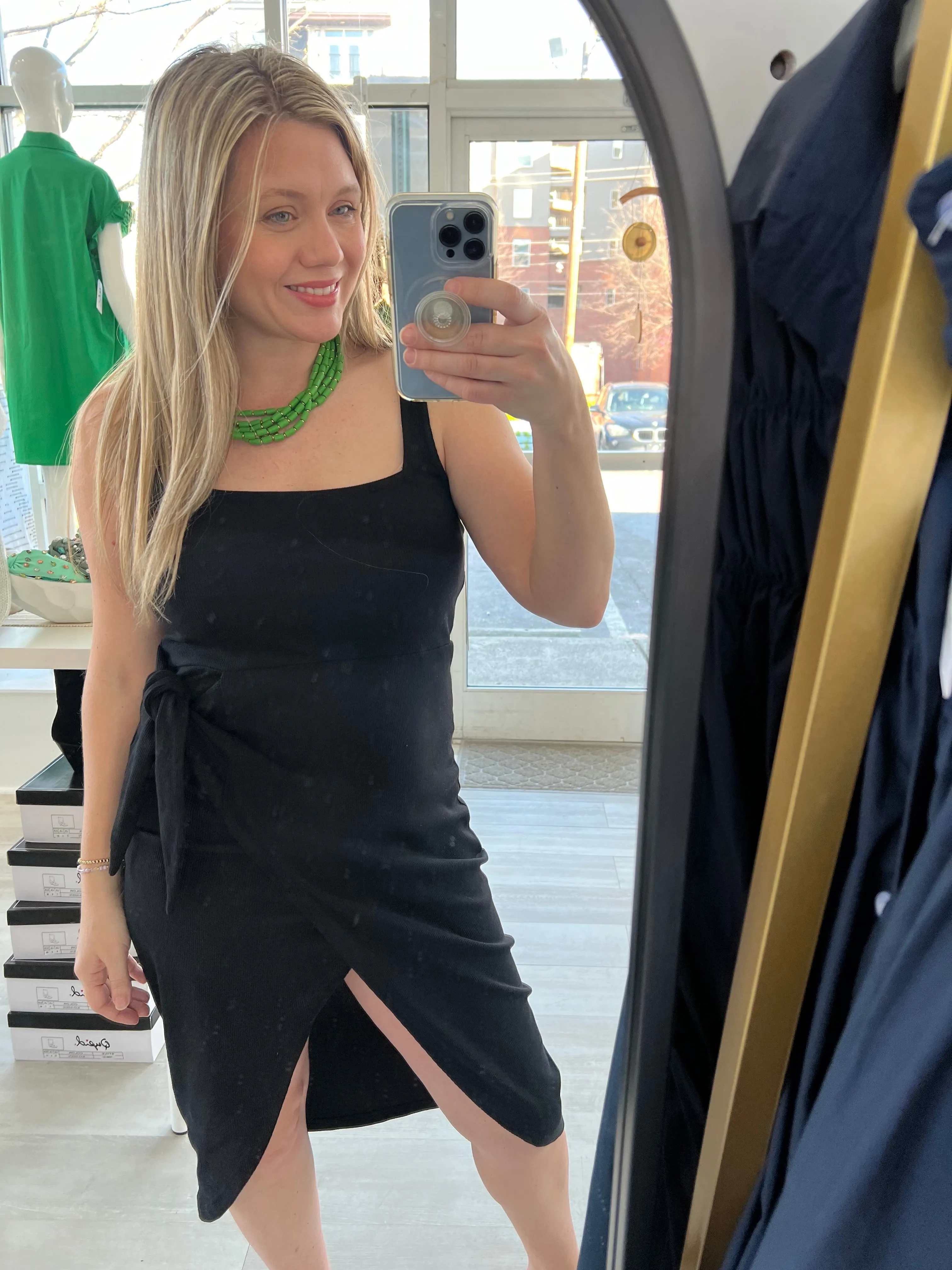 Shawna Black Side Tie Dress
