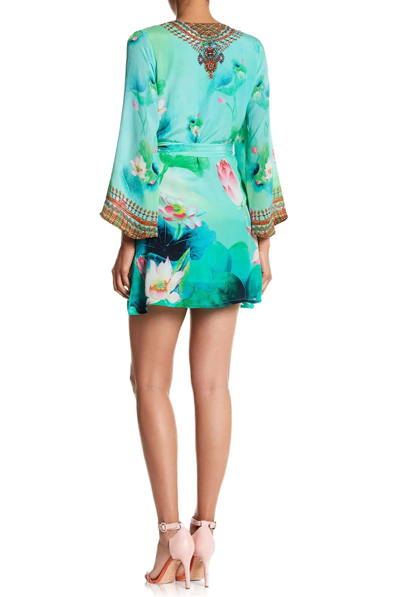 Short Loose Sleeves Wrap Dress