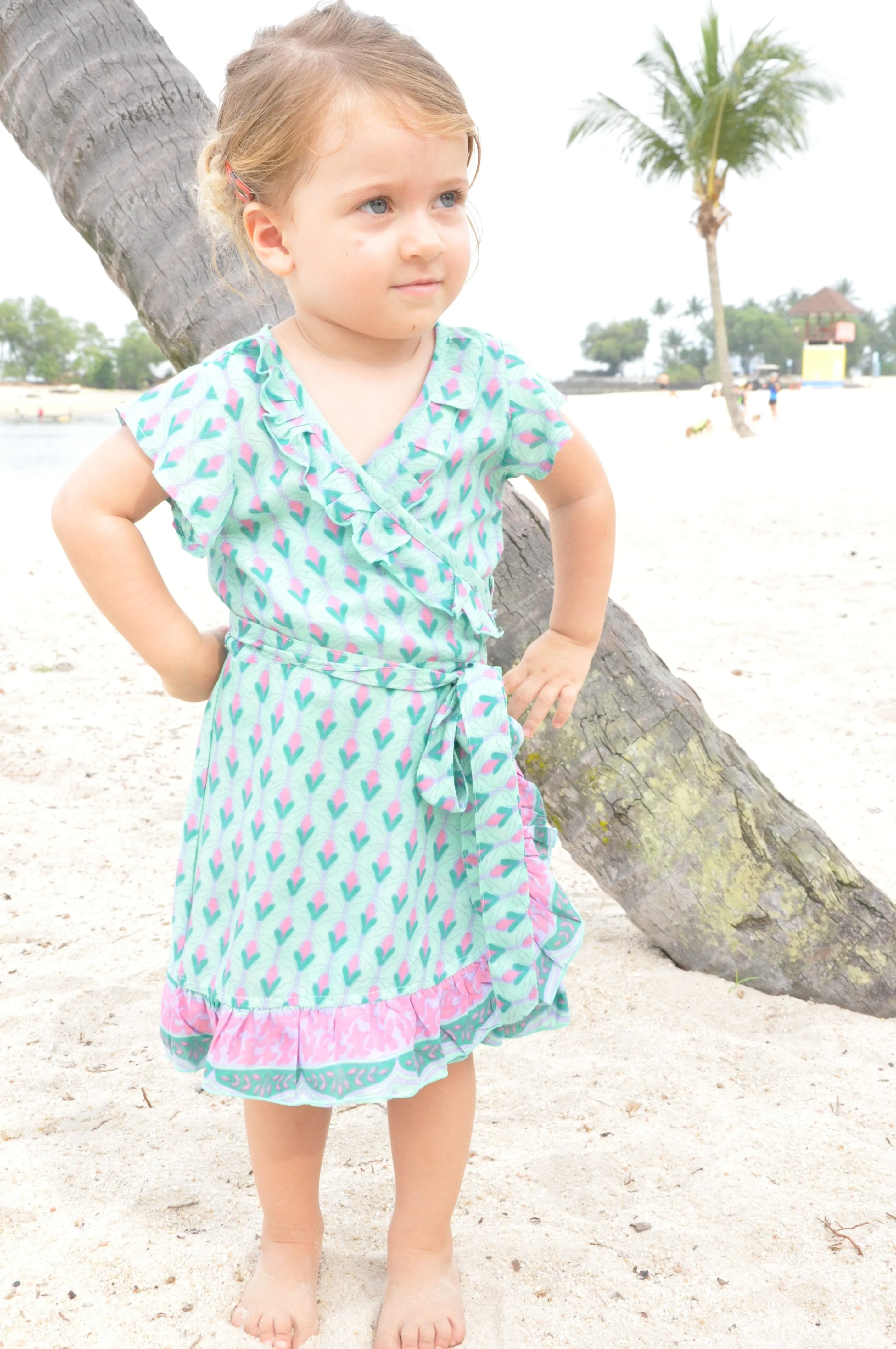 Short Ruffle Wrap Dress for Girls