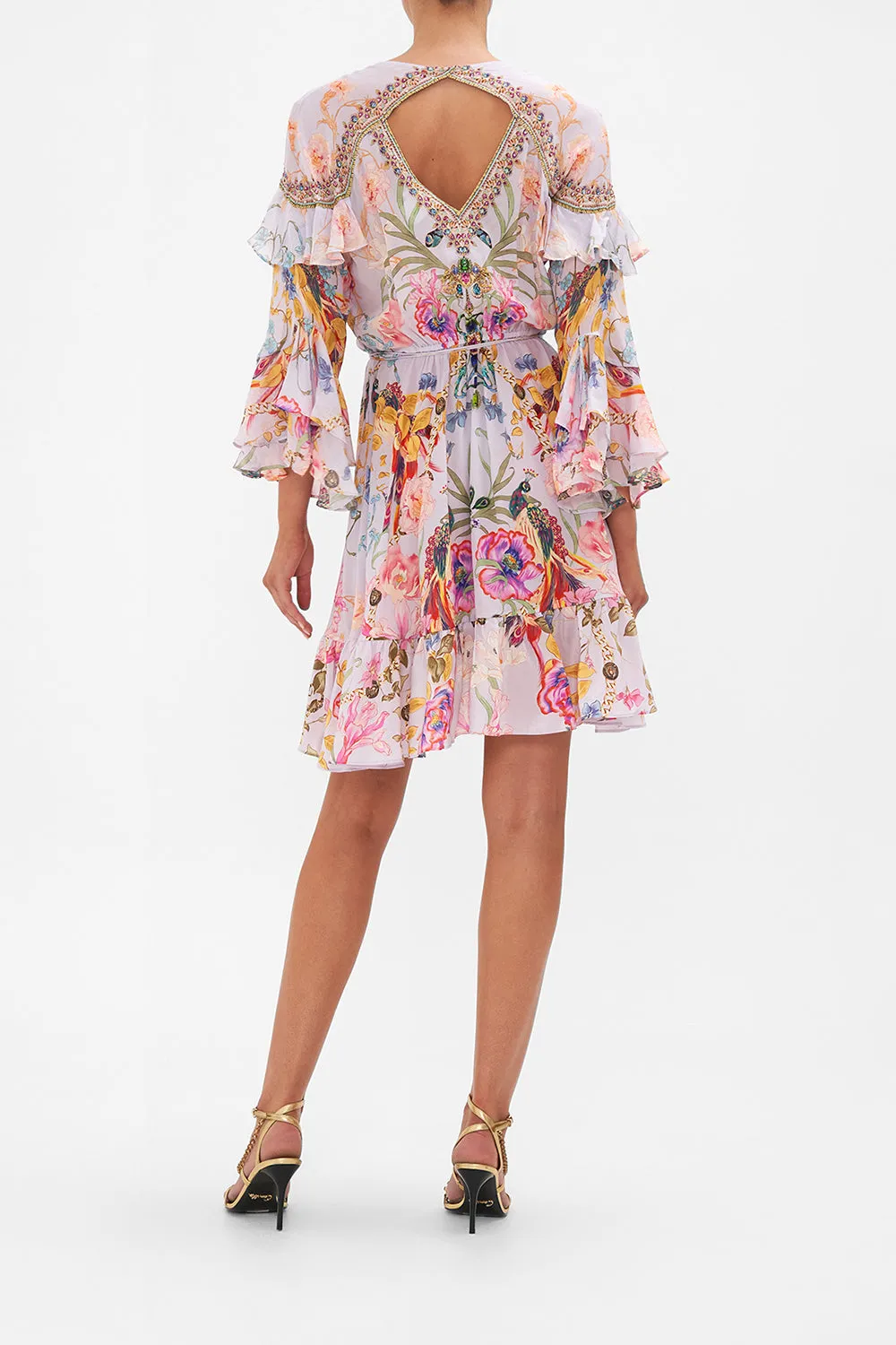 SHORT WRAP DRESS WITH RUFFLES NATURES KALEIDOSCOPE