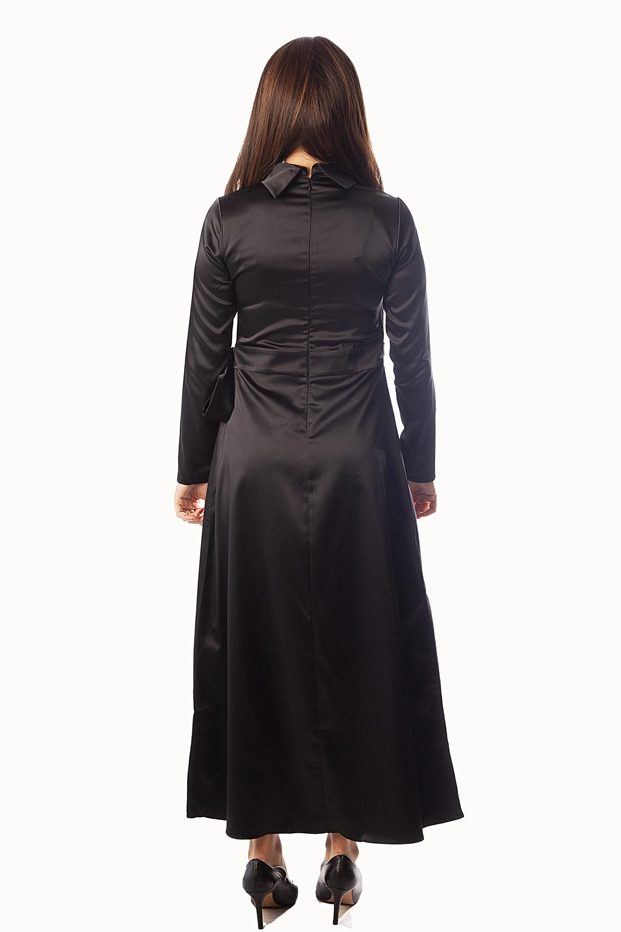 Side Swept Sirt Satin Feel Dress