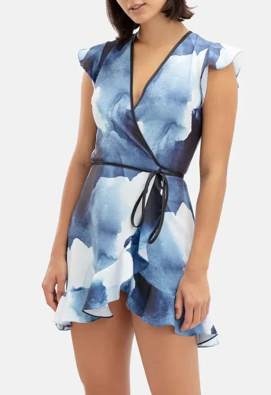 Silk Tea Dress Raindrops