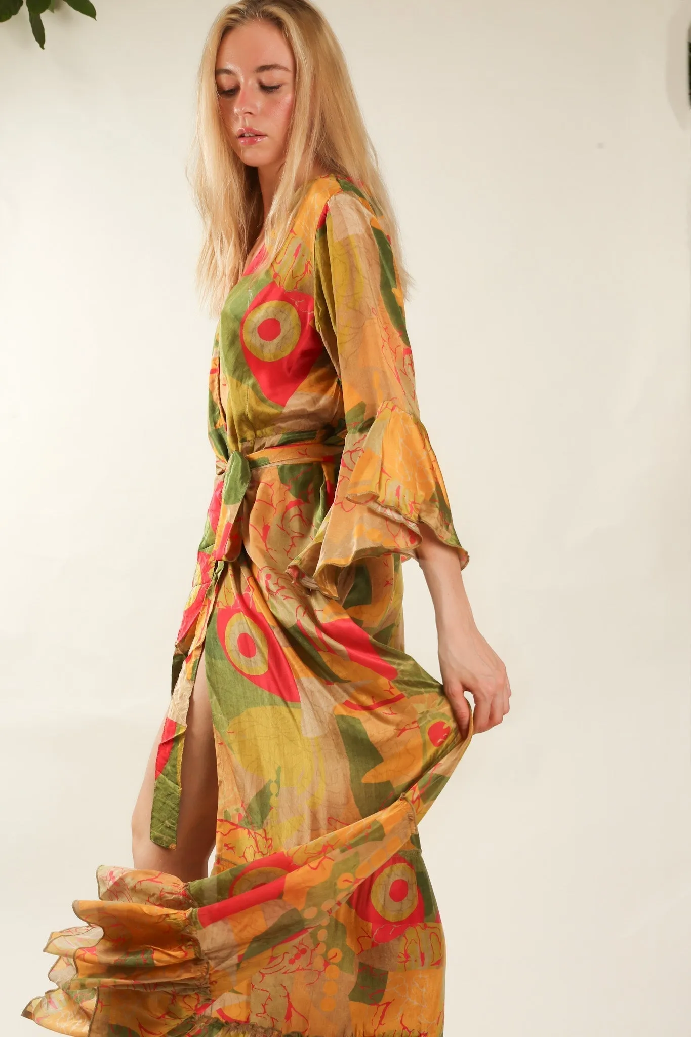 SILK WRAP DRESS KIMONO ISARA
