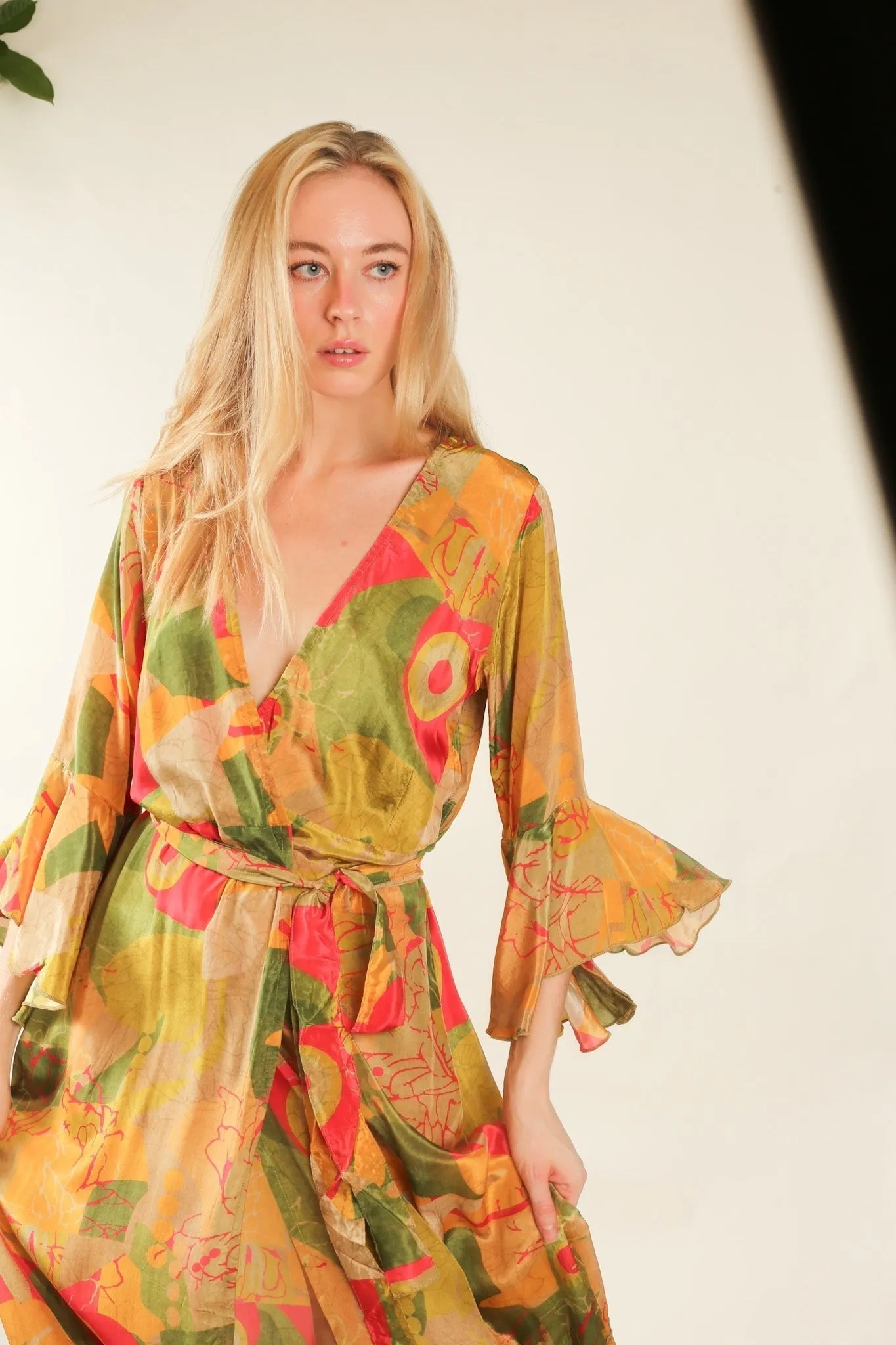 SILK WRAP DRESS KIMONO ISARA