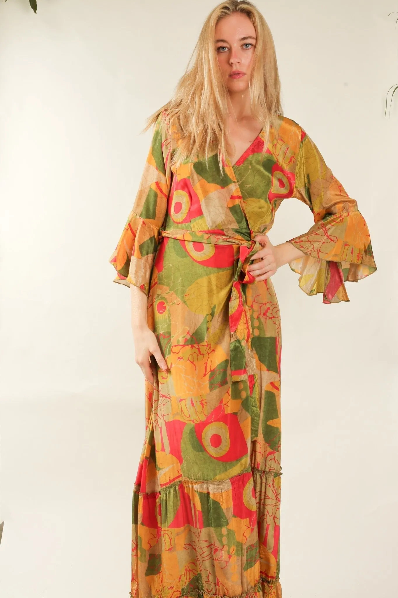 SILK WRAP DRESS KIMONO ISARA