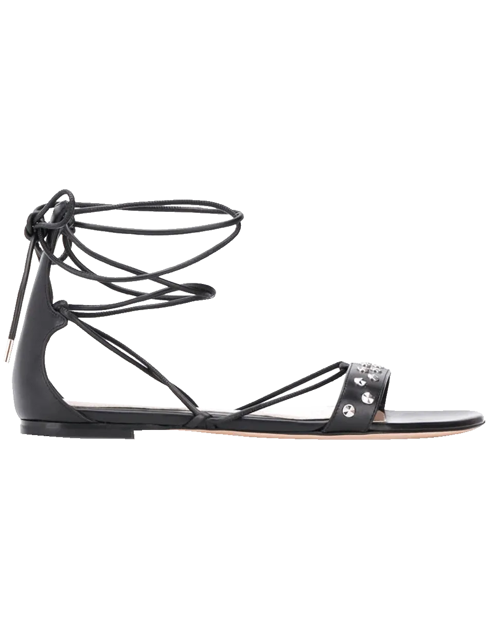 Silver Stud Ankle Wrap Sandal