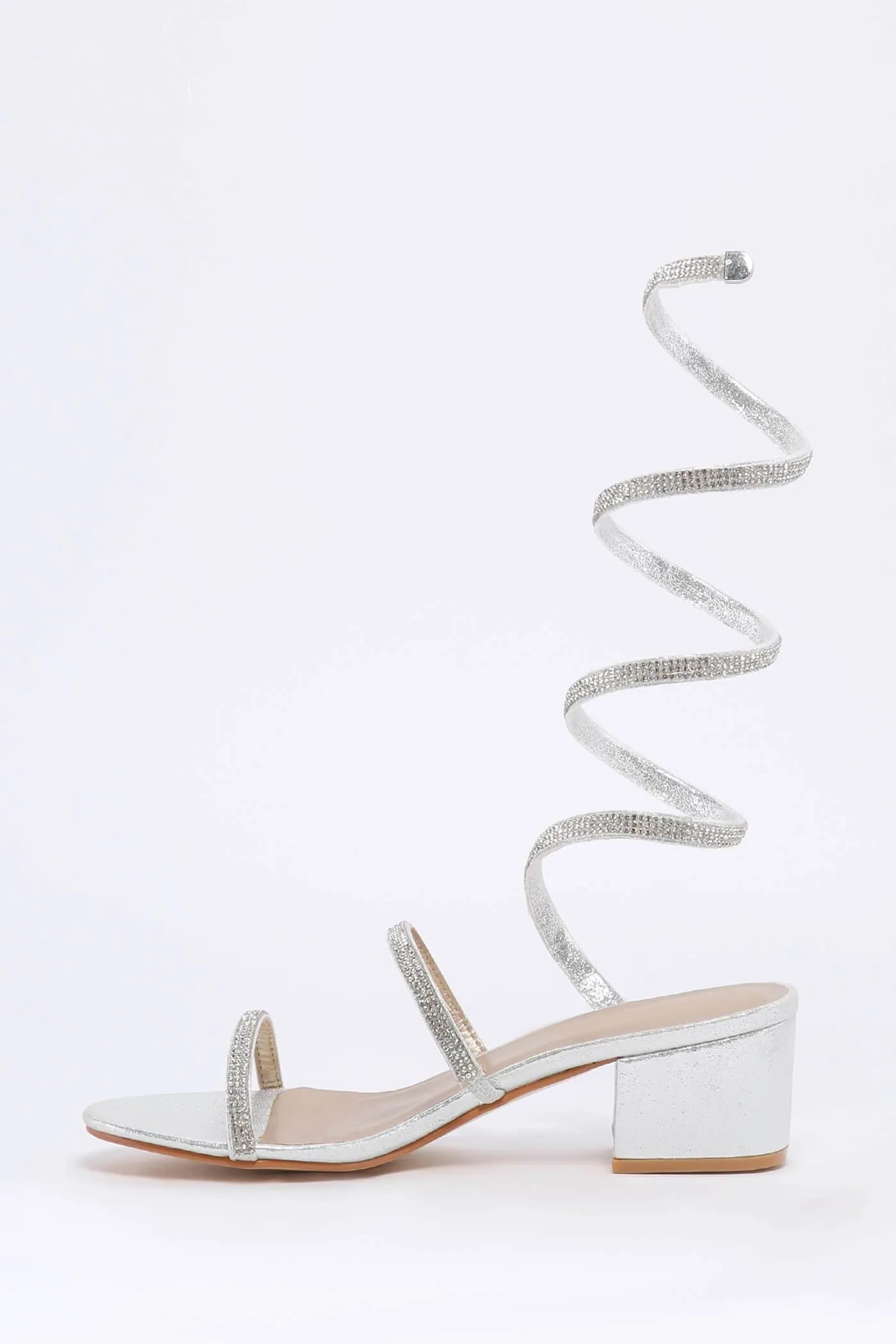 Silver Wrap Around Diamante Sandal