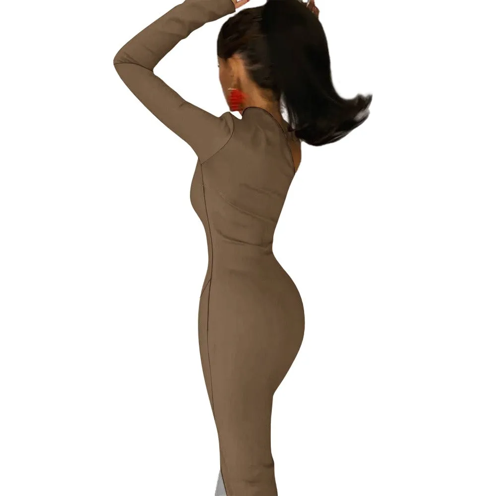 Sixty Eight 93 Logo White Half Sleeve Slit Dress