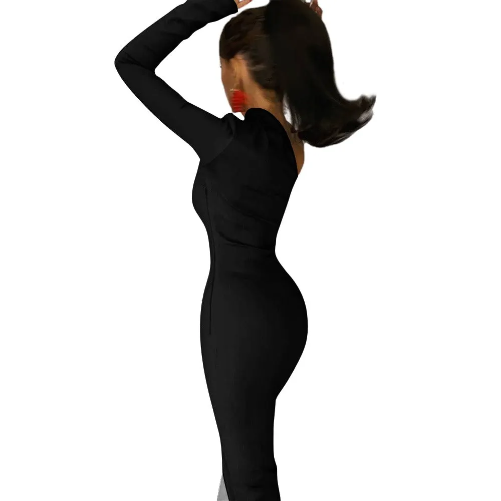 Sixty Eight 93 Logo White Half Sleeve Slit Dress