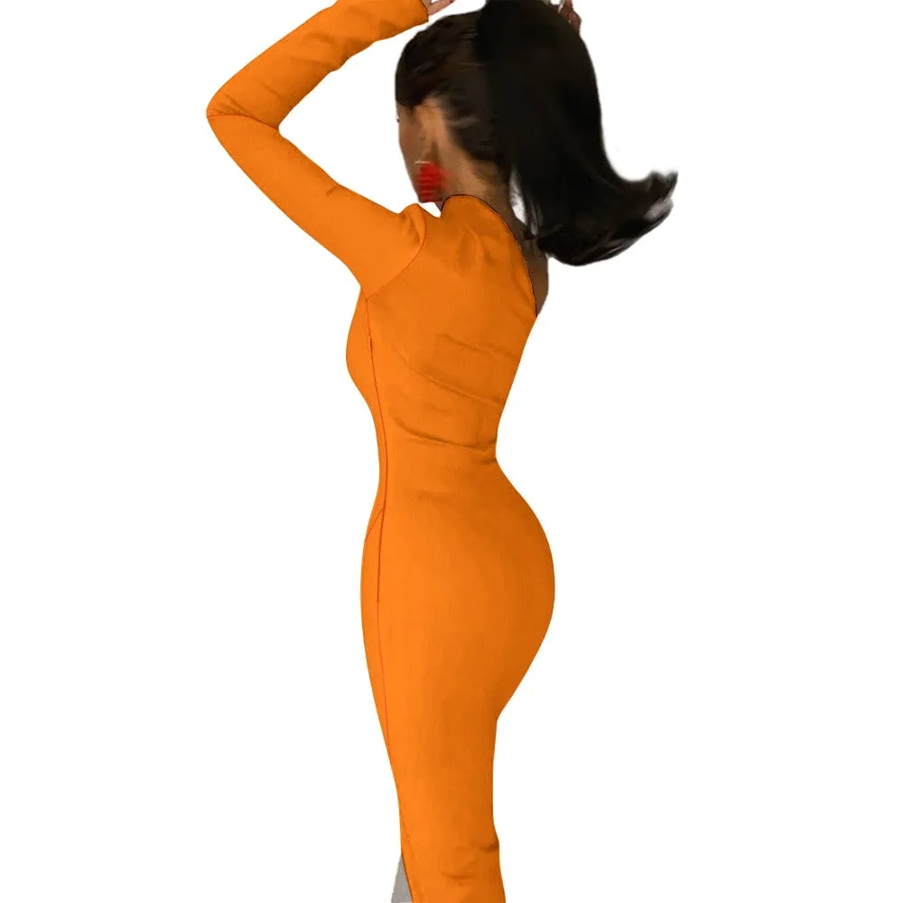 Sixty Eight 93 Logo White Half Sleeve Slit Dress