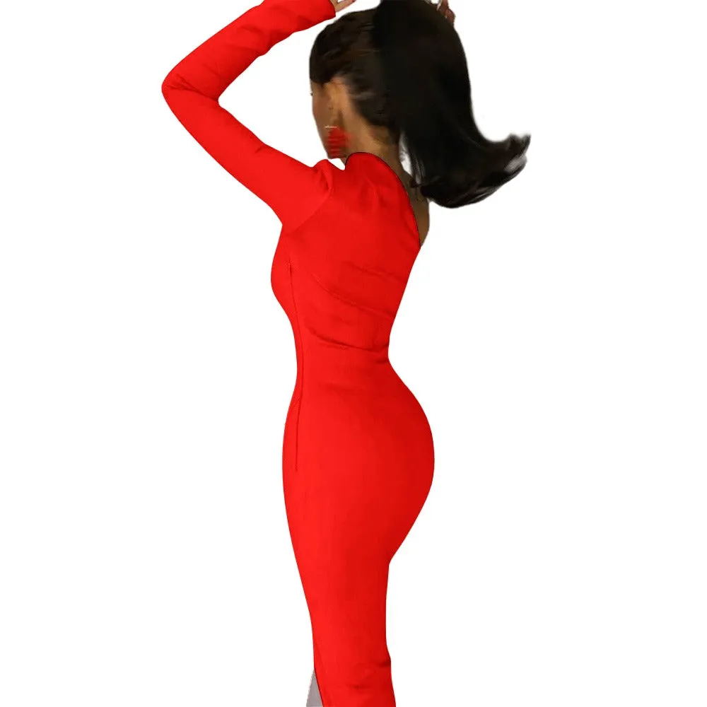 Sixty Eight 93 Logo White Half Sleeve Slit Dress