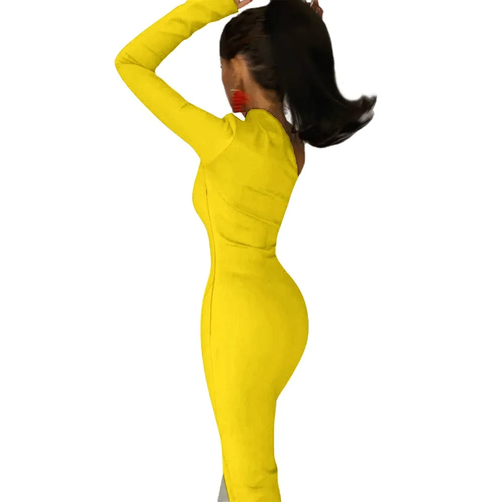 Sixty Eight 93 Logo White Half Sleeve Slit Dress