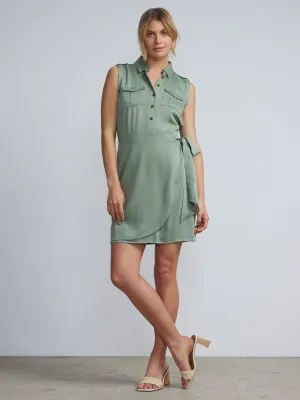 Sleeveless Button Front Utility Shirt Dress