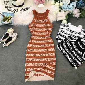 Sleeveless Knitted Wrap Dress
