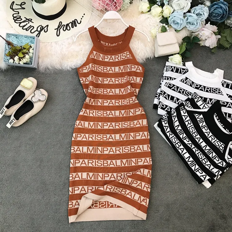 Sleeveless Knitted Wrap Dress