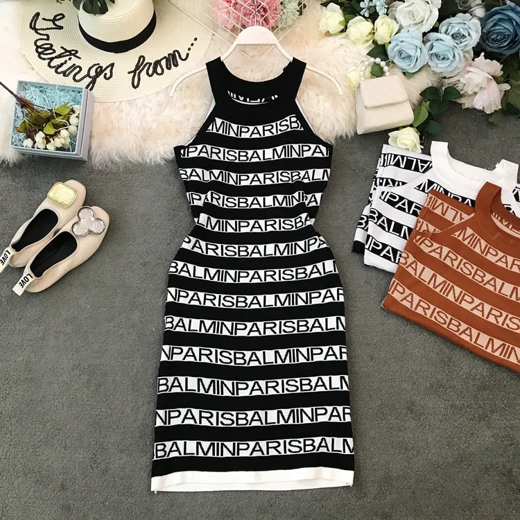 Sleeveless Knitted Wrap Dress