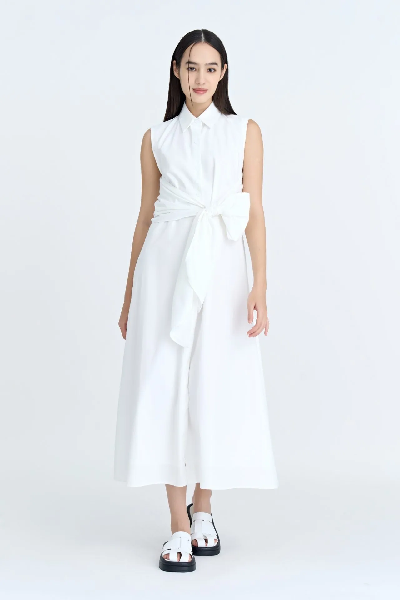 Sleeveless Wrap Dress - Cream