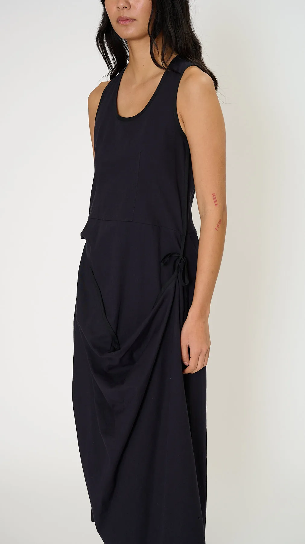 Sleeveless Wrap Dress in Midnight Indigo
