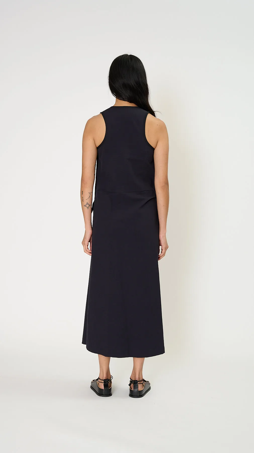 Sleeveless Wrap Dress in Midnight Indigo