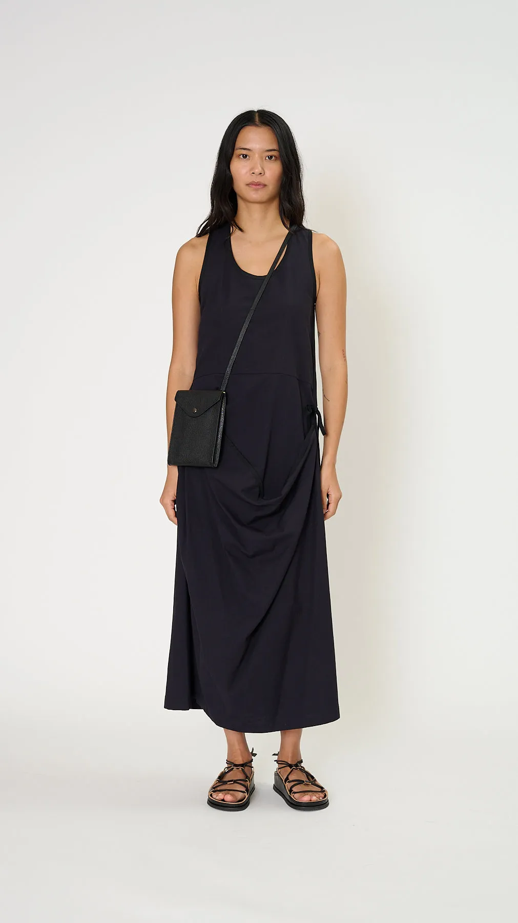 Sleeveless Wrap Dress in Midnight Indigo