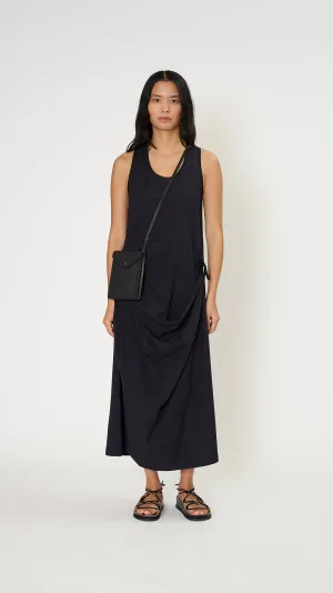 Sleeveless Wrap Dress in Midnight Indigo