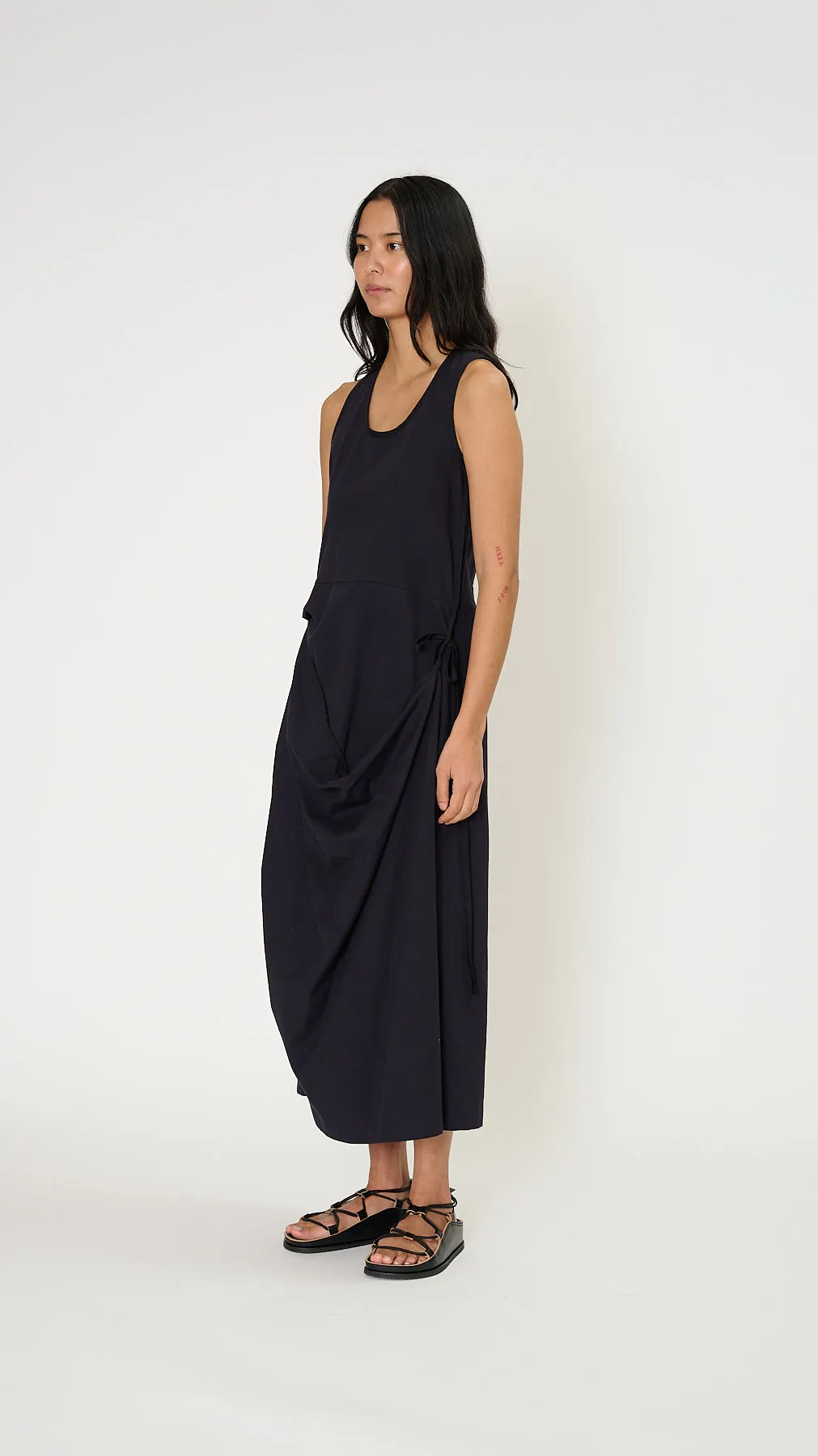 Sleeveless Wrap Dress in Midnight Indigo
