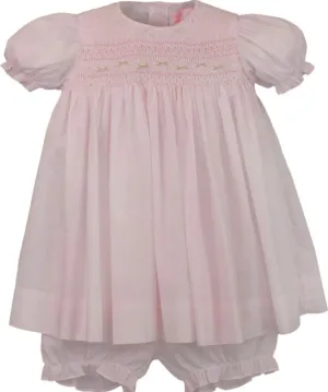 SMOCKED PINK BABY DRESS & BLOOMER