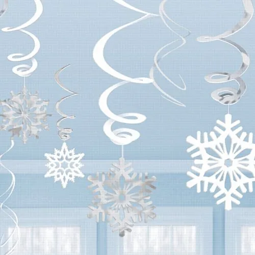 Snowflake Value Pack Swirl Decoration - Assorted Designs - Pack of 12