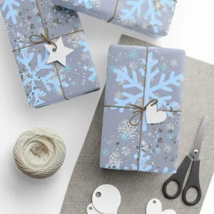 Snowflake Winter Wrapping Paper : Elegant Holiday Gift Wrap with Blue & Silver Snowflakes, Perfect for Christmas and Winter Gifts