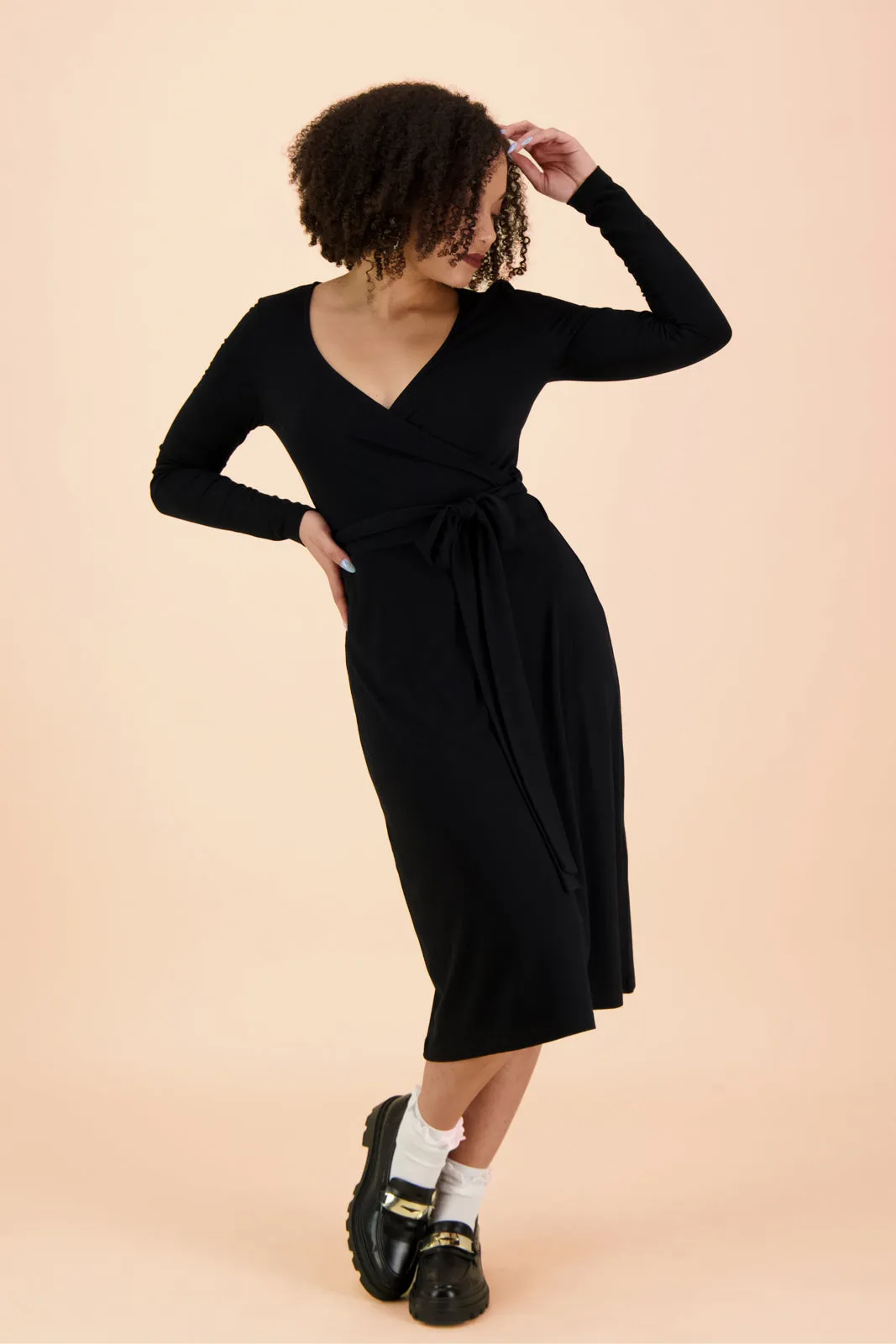 Soft Wrap Dress, Black
