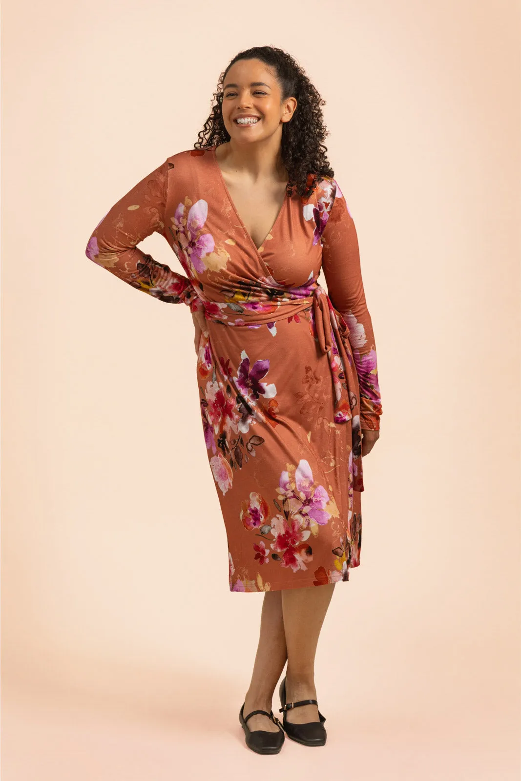 Soft Wrap Dress, Lilies