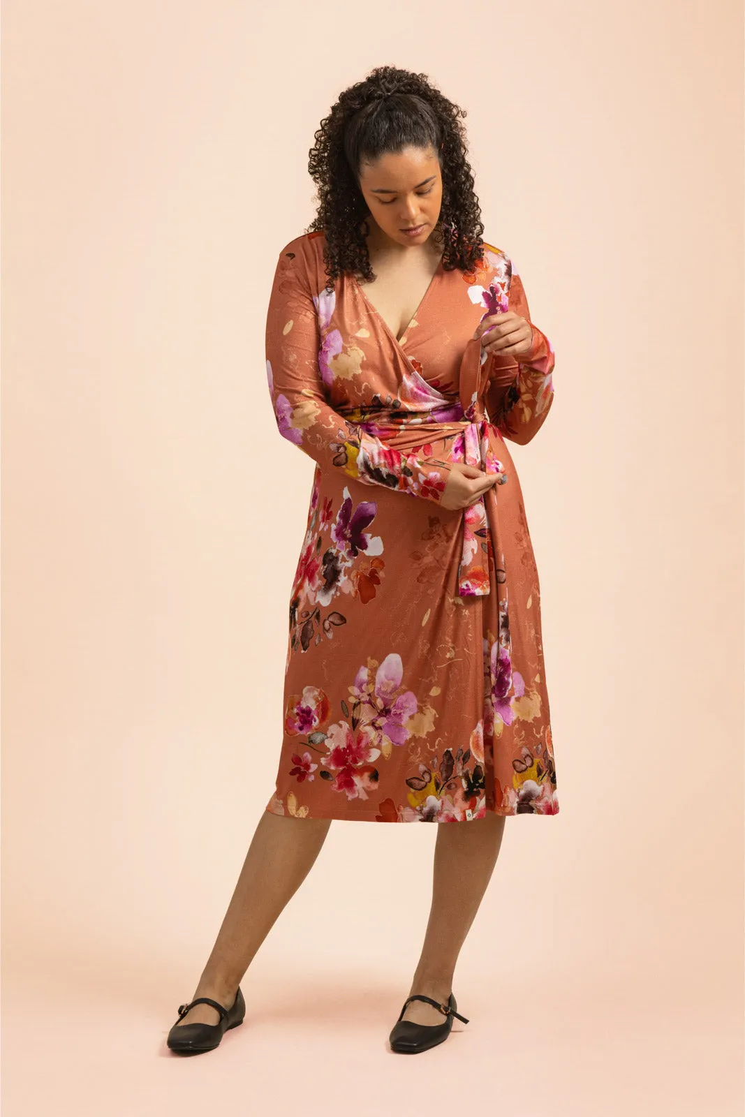Soft Wrap Dress, Lilies
