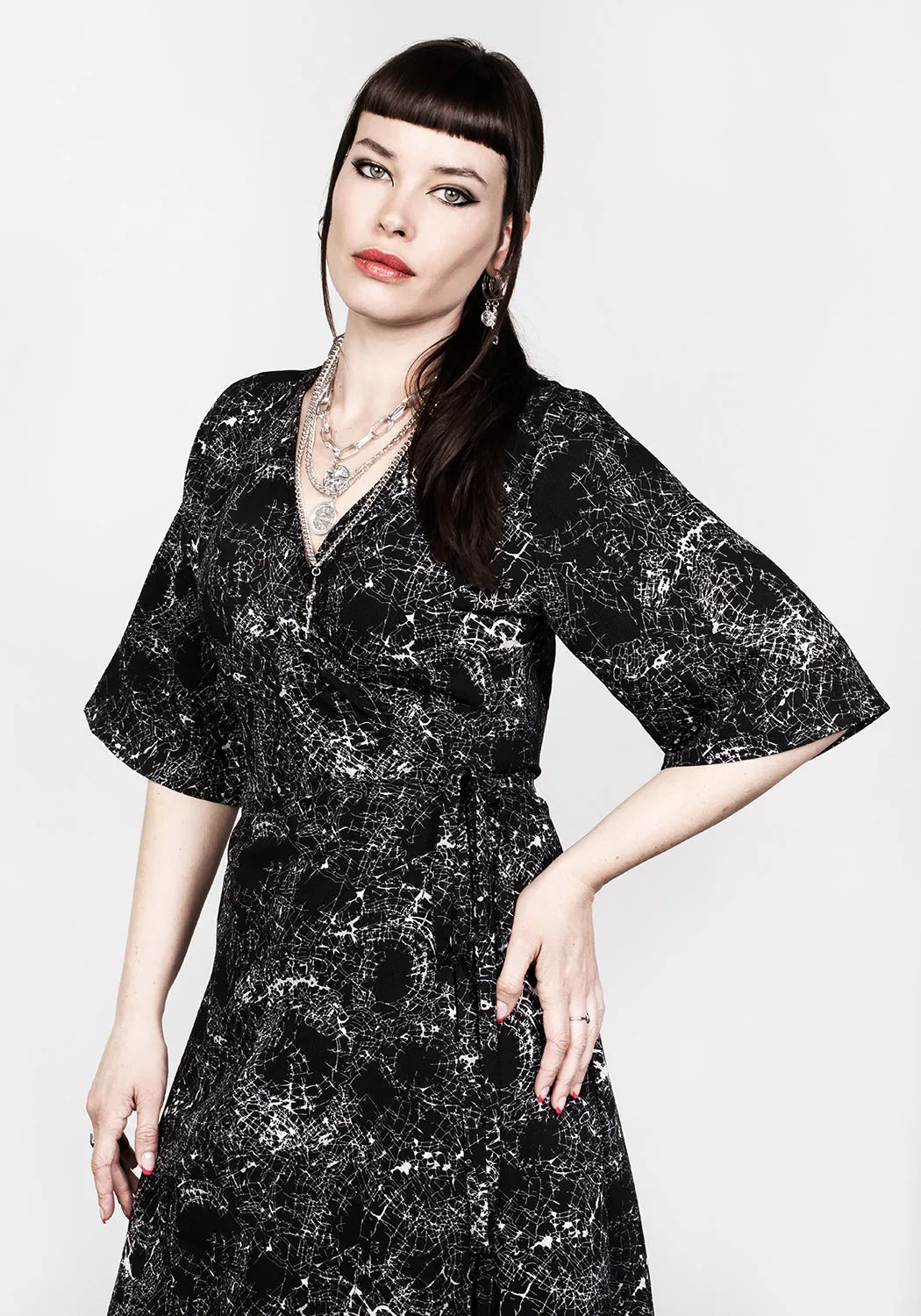 SPELLWORK MIDI WRAP DRESS