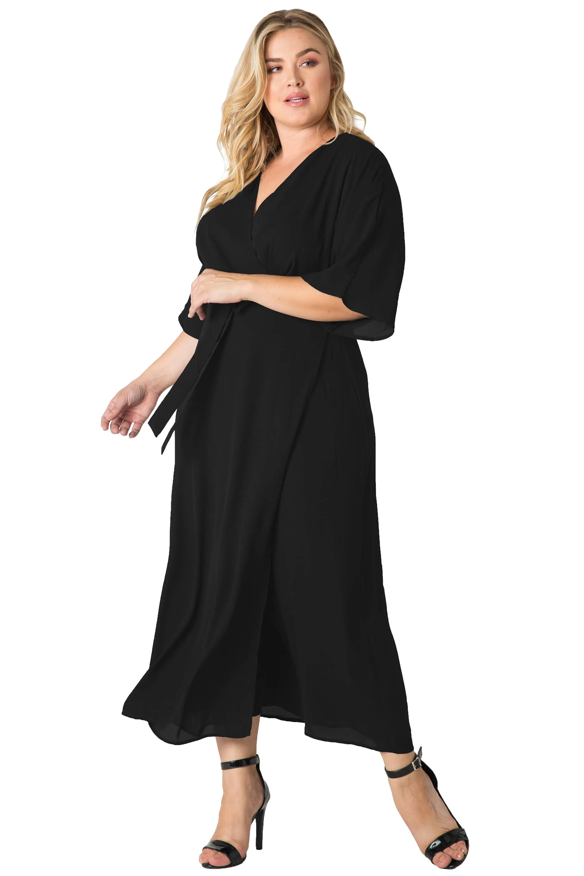 Standards & Practices - Women's Plus Size Kimono Wrap Maxi Dress
