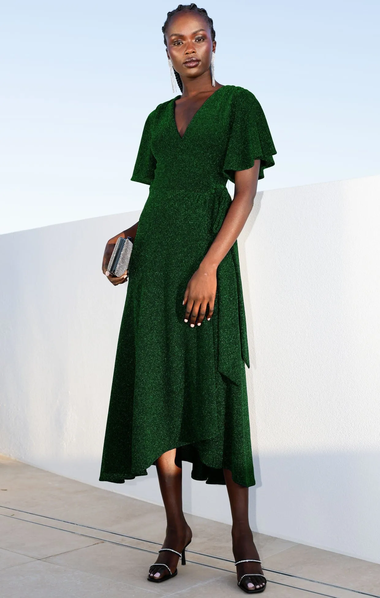 STARGAZE WRAP MIDI IN EMERALD