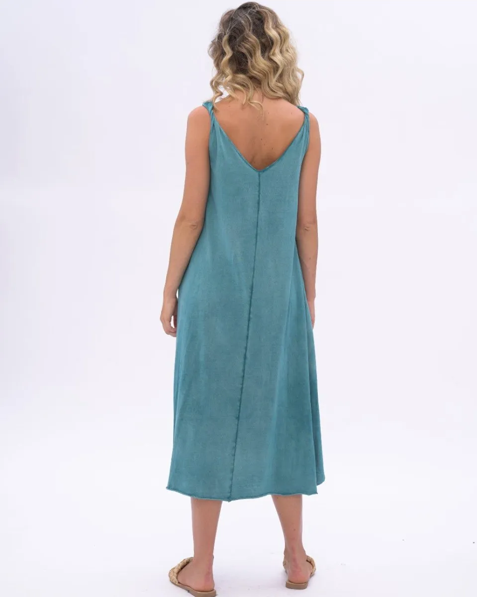 Stonewashed Organic Cotton V-neck Tank Dress