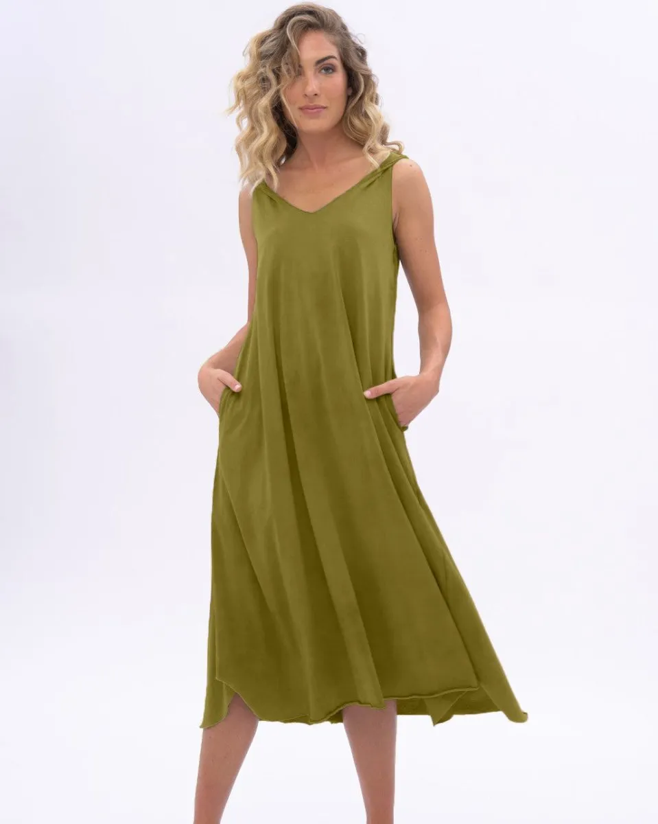 Stonewashed Organic Cotton V-neck Tank Dress