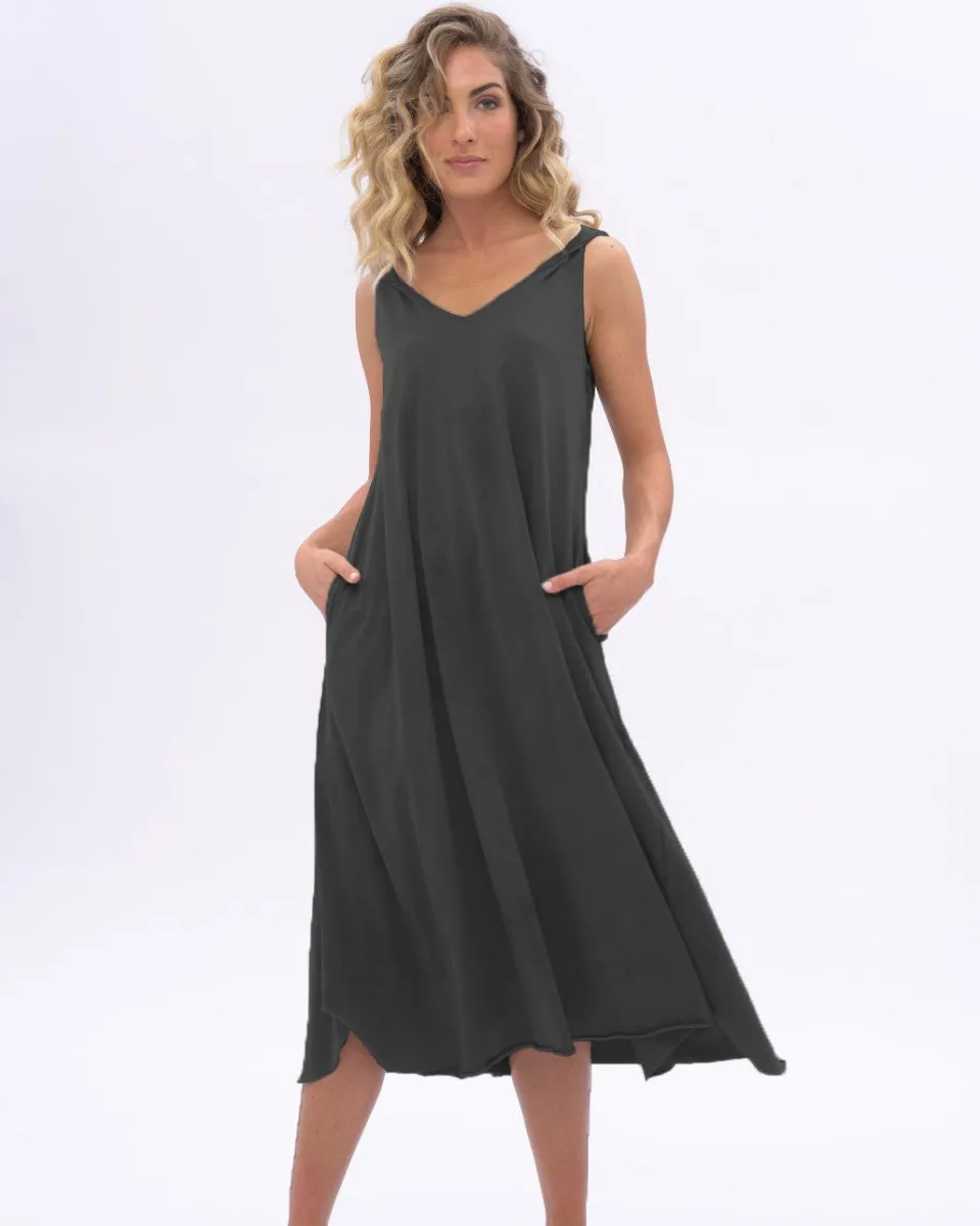 Stonewashed Organic Cotton V-neck Tank Dress